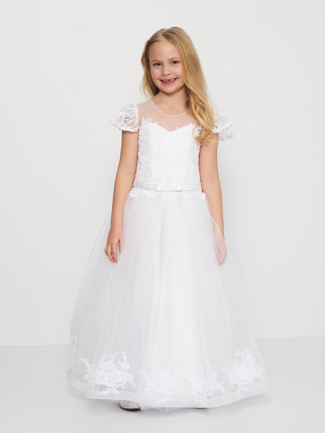 Акция на Дитяча святкова фатинова сукня для дівчинки LIS KRAЇNA 74016 128-146 см Біла от Rozetka
