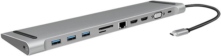 Stacja dokująca Logilink USB USB-C Eigang 11Port 3xUSB3.2 USB-C 2xHDMI VGA AUX RJ45 Silver (4052792062847) - obraz 3