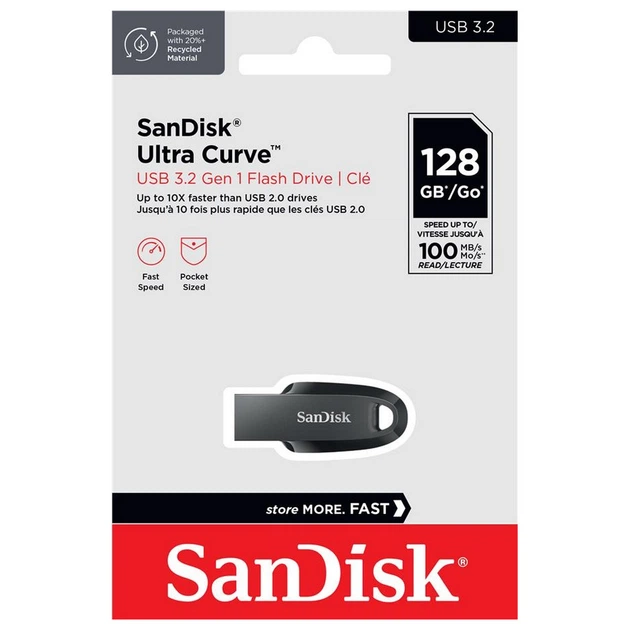 USB флеш-накопичувач SanDisk 128GB USB 3.2 Type-A Ultra Curve Black - зображення 5