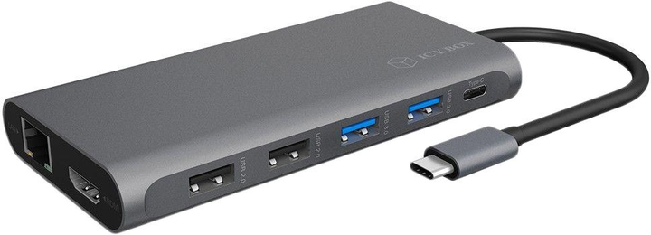 Stacja dokująca RaidSonic Icy Box USB-C > 2xUSB-C/2xUSB3.0/2xUSB2.0/2xHDMI/DisplayPort/SD CardReader/RJ-45 Ethernet (IB-DK4050-CPD) - obraz 1