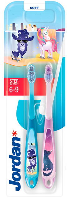 Набір зубних щіток Jordan Step By Step для дітей 6 - 9 років м'які 2 шт (7046110043608) - зображення 1
