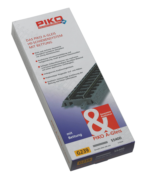 Прямі рейки Piko G 239 мм на підкладці 6 шт (4015615554004) - зображення 1