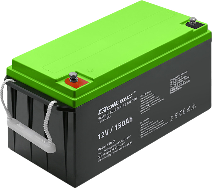 Akumulator Qoltec żelowy 12V 150Ah GEL 41.8kg 53082 (5901878530826) - obraz 1