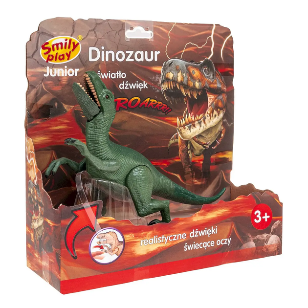 Interaktywny dinozaur Smily Play Raptor ze światłem i dźwiękiem Zielony (5905375839826) - obraz 1