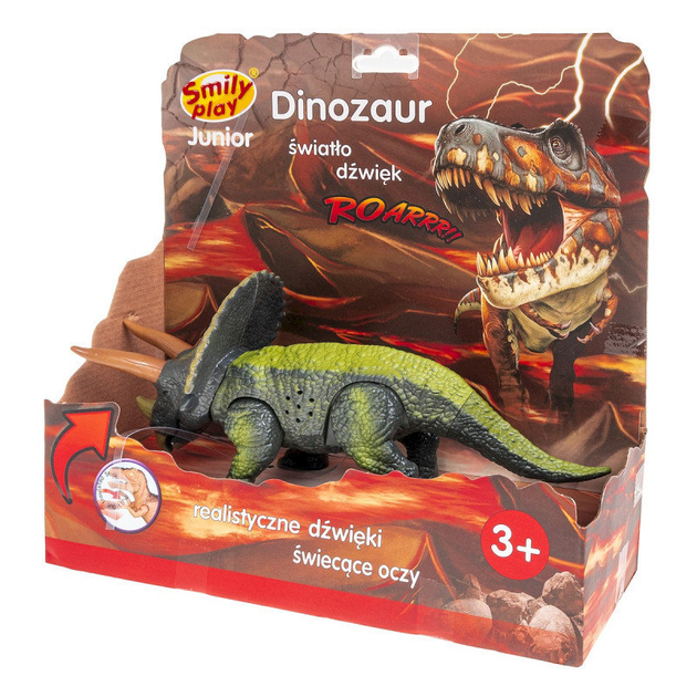 Interaktywny dinozaur Smily Play Triceratops ze światłem i dźwiękiem Zielony (5905375839833) - obraz 1