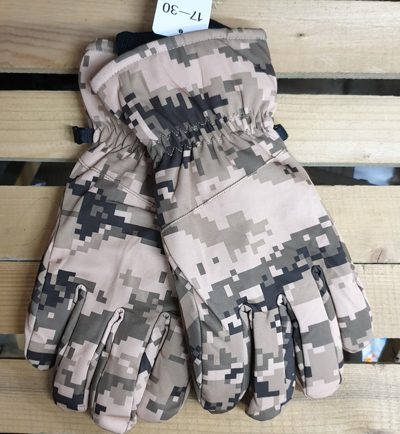 Перчатки водонепроницаемые на меху с сенсорным эфектом, мужские зимние перчатки Пиксель XXL - изображение 2