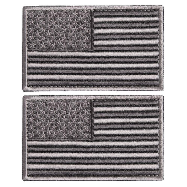Набір шевронів 2 шт з липучкою Прапор США сірий, вишитий патч 5х8 см - зображення 1