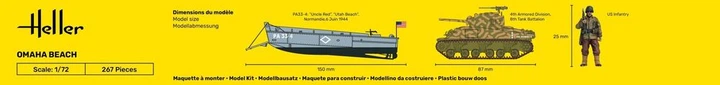 Сборная модель 1/72 фигуры и танк с десантным катером Omaha Beach Стартовый набор Heller 52332 - изображение 5
