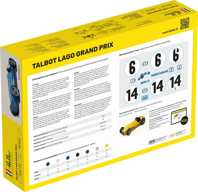 Сборная модель 1/24 автомобиль Talbot Lago Grand Prix Heller 80721 - изображение 2