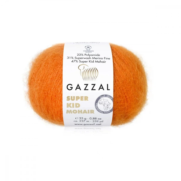 Пряжа Gazzal Super Kid Mohair 64429 Рудий - Фото 1 Пряжа Gazzal Super Kid Mohair 64429 Рудий - зображення 1