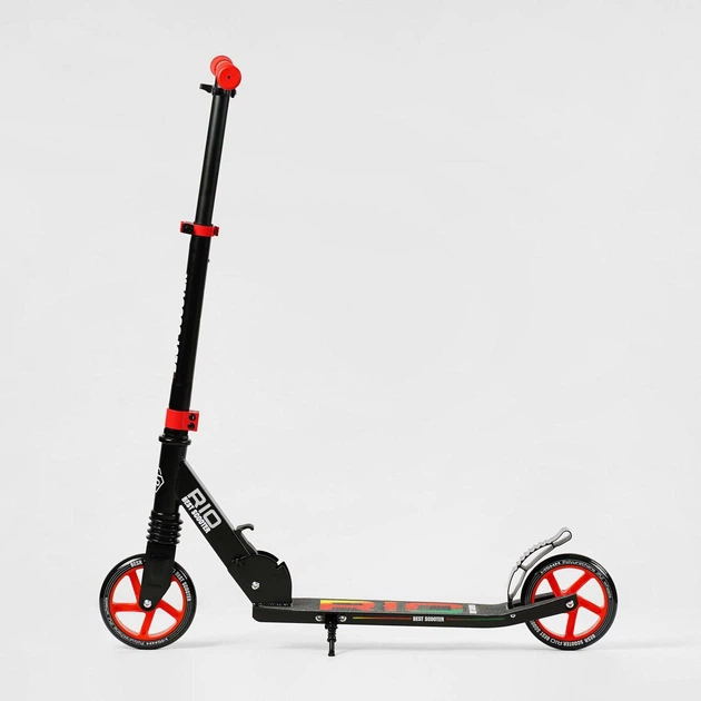 Самокат двухколесный Best Scooter Rio 88505 колеса PU 145мм передний амортизатор алюминиевый тормоз Черно-красный - Фото 3 Самокат двухколесный Best Scooter Rio 88505 колеса PU 145мм передний амортизатор алюминиевый тормоз Черно-красный - изображение 3