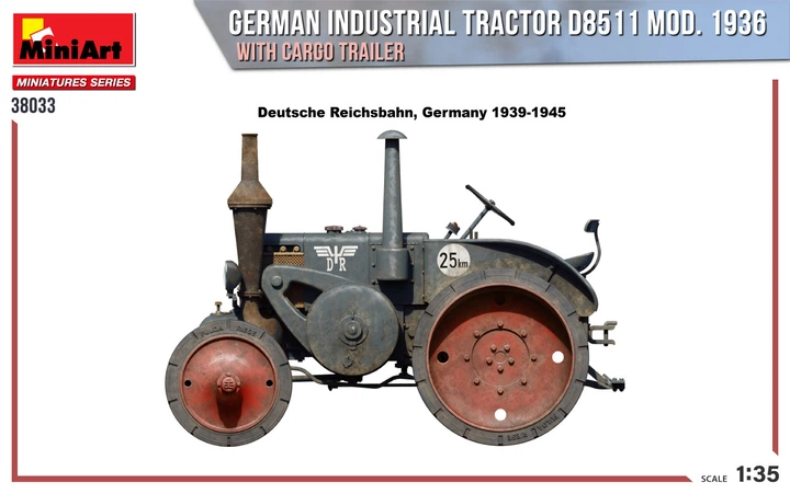 Сборная модель 1/35 Немецкий промышленный ТРАКТОР D8511 мод. 1936 с грузовым прицепом MiniArt 38033 - изображение 6