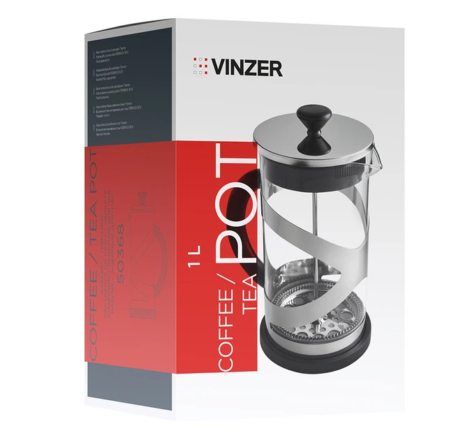 Заварник Vinzer, 1000 мл, боросиликатное стекло(TO-4413-TO) - Фото 4 Заварник Vinzer, 1000 мл, боросиликатное стекло(TO-4413-TO) - изображение 4