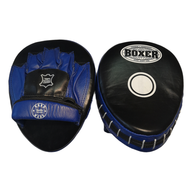 Лапи боксерські BOXER гнуті шкіра сині - Фото 2 Лапи боксерські BOXER гнуті шкіра сині - зображення 2