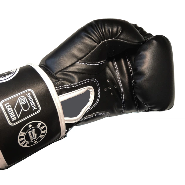 Боксерські рукавички BOXER 8 оz шкірвініл Еліт ШИРОКИЙ МАНЖЕТ чорні - зображення 3