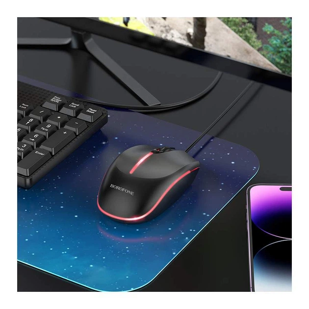 Миша BOROFONE BG10 Soaring game luminous wired mouse Black (6941991102745) - изображение 5