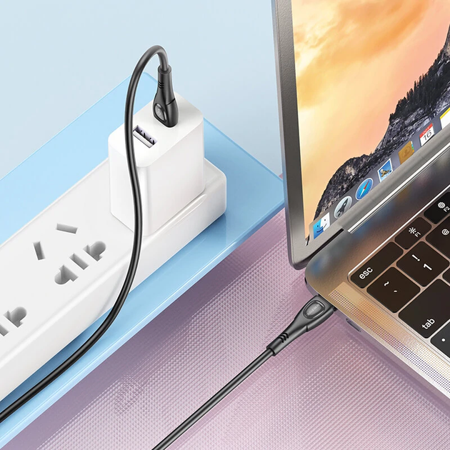 Кабель BOROFONE BX98 Type-C to Type-C Superior 60W charging data cable Black (6941991104497) - Фото 5 Кабель BOROFONE BX98 Type-C to Type-C Superior 60W charging data cable Black (6941991104497) - зображення 5