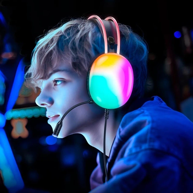 Наушники игровые с микрофоном HOCO Rich gaming headphones W109 RGB для Компьютер Ноутбук |AUX+USB, 2m| Белый - изображение 2