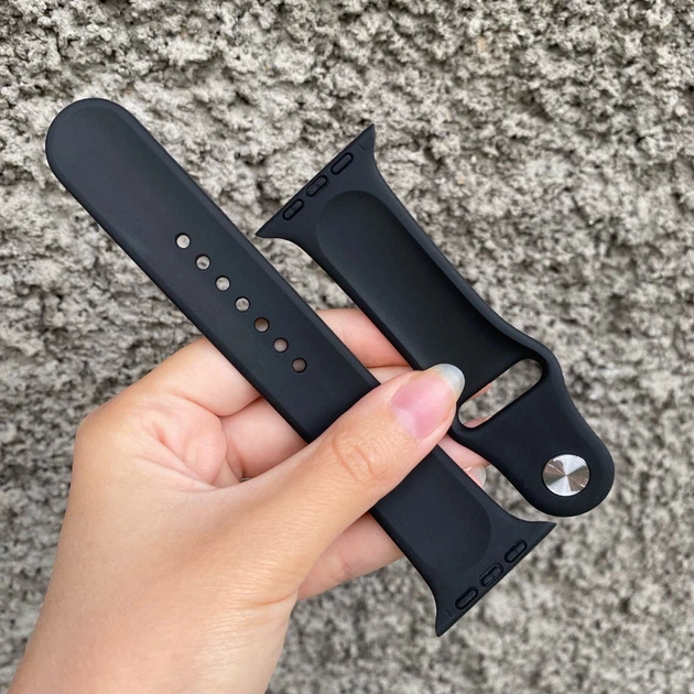 Ремешок силиконовый на смарт часы для Apple Watch 42/44/45 мм черный - изображение 3