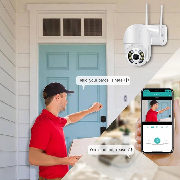 IP камера видеонаблюдения уличная PTZ WiFi Поворотная с удаленным доступом Белая - изображение 9