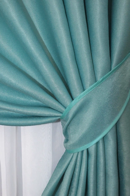Комплект готовых штор VR-Textil Лен Парма № 1339ш Голубой 150х270 см 2 шт (33-0189) - изображение 4