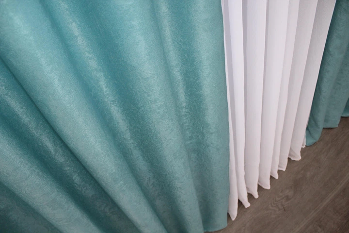 Комплект готовых штор VR-Textil Лен Парма № 1339ш Голубой 150х270 см 2 шт (33-0189) - изображение 7