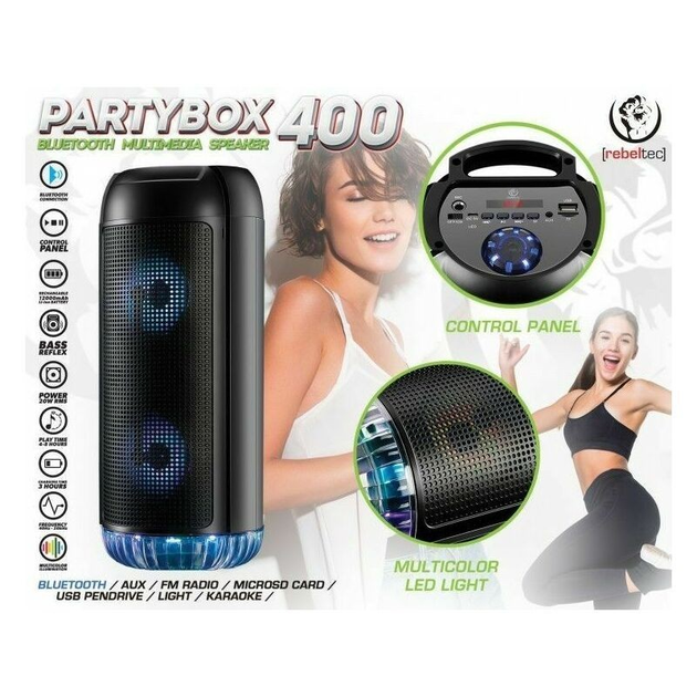 Портативна Bluetooth колонка - Rebeltec PartyBox 400 - USB, microSD, AUX, HF, LED light - изображение 5
