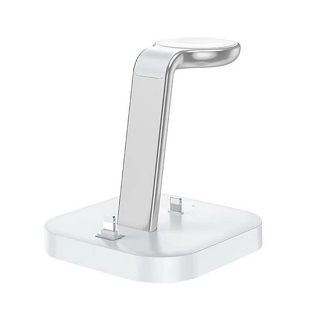 Мережевий зарядний пристрій настільний Hoco CW43 Graceful 3-in-1 (MagSafe/AppleWatch) White - зображення 2