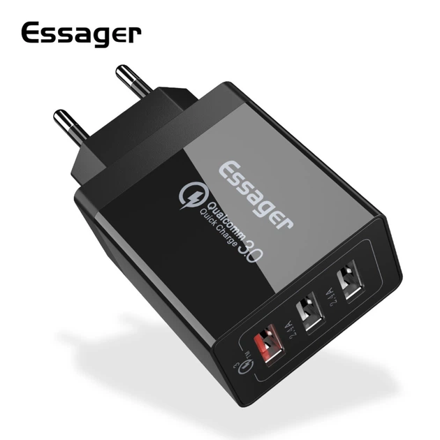 СЗУ Essager Fangbo QC3.0 3U (QC+Dual 2.4A) Charging Head black (ECTQC3-FBB01 - зображення 2