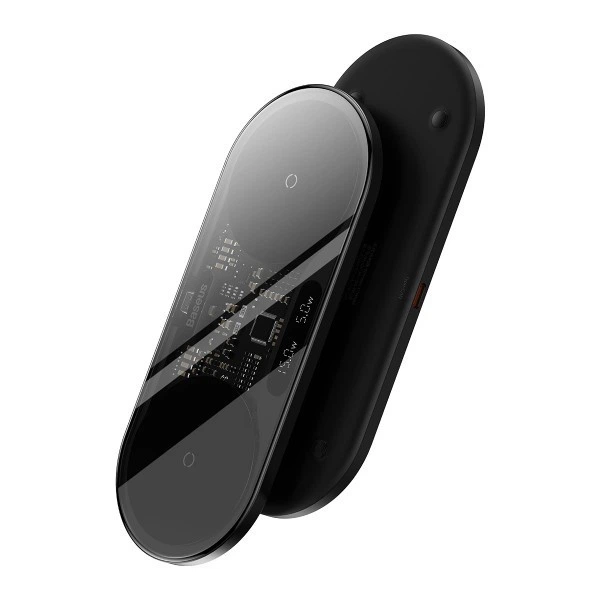 Бездротовий зарядний пристрій Baseus Digital LED Display 2в1 Wireless Charger с технологією Qi 20W (WXSX010101) Black - изображение 8