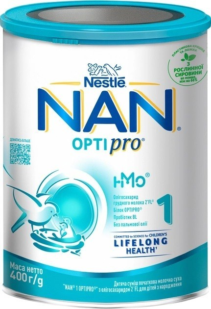 Дитяча суміш початкова молочна суха Nestle NAN 1 Optipro з олігосахаридом 2'FL для дітей з народження 400 г - изображение 1