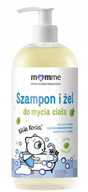 Szampon i żel do mycia 2 w 1 MomMe Kicia Kocia zielone jabłuszko 500 ml (5901867234773) - obraz 1