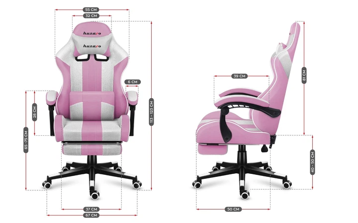 Компьютерное геймерское кресло HUZARO Force 4.7 Pink ткань - Фото 3 Компьютерное геймерское кресло HUZARO Force 4.7 Pink ткань - изображение 3