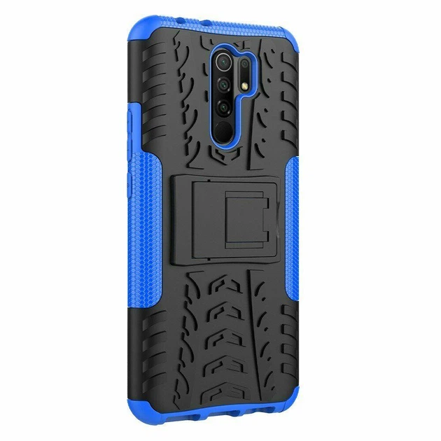 Чехол Armor для Xiaomi Redmi 9 бампер противоударный с подставкой Blue - Фото 6 Чехол Armor для Xiaomi Redmi 9 бампер противоударный с подставкой Blue - изображение 6