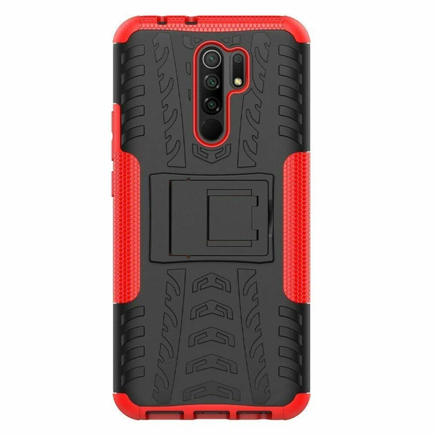 Чехол Armor для Xiaomi Redmi 9 бампер противоударный с подставкой Red - Фото 5 Чехол Armor для Xiaomi Redmi 9 бампер противоударный с подставкой Red - изображение 5