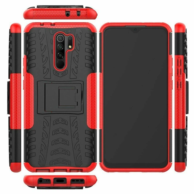 Чехол Armor для Xiaomi Redmi 9 бампер противоударный с подставкой Red - Фото 8 Чехол Armor для Xiaomi Redmi 9 бампер противоударный с подставкой Red - изображение 8