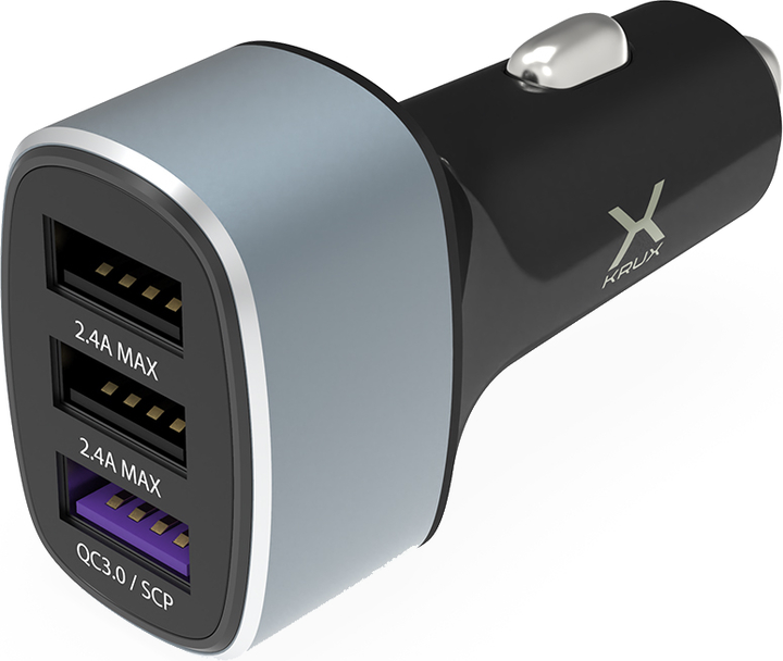 Автомобільний зарядний пристрій Krux 3× USB QC 3.0 DCP AFC HSC 42 Вт (KRX0063) - зображення 1