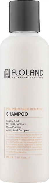 Шампунь для восстановления поврежденных волос - Floland Premium Silk Keratin Shampoo 150ml (761594-96232) - Фото 1 Шампунь для восстановления поврежденных волос - Floland Premium Silk Keratin Shampoo 150ml (761594-96232) - изображение 1
