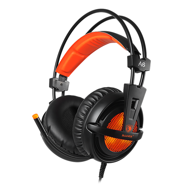 Słuchawki Sades A6 7.1 Virtual Surround Black/Orange (SA-A6/OE) - obraz 1