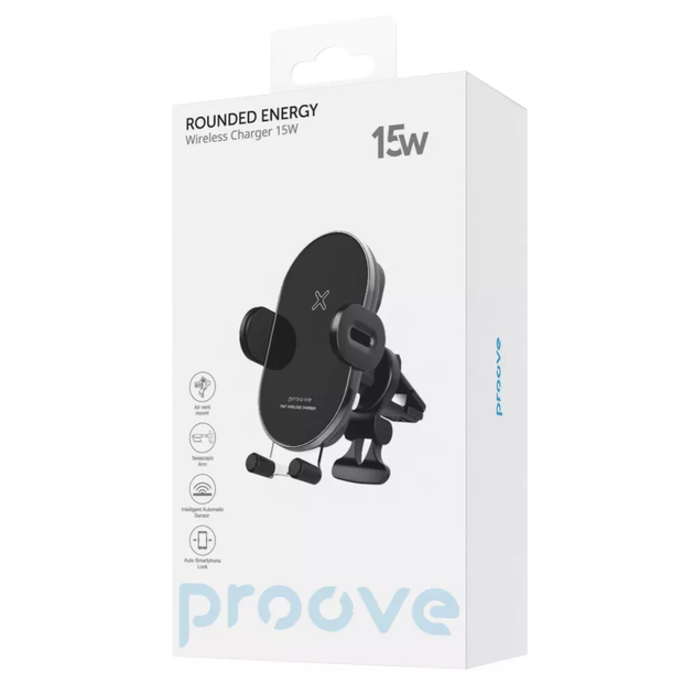 Автодержатель с беспроводной зарядкой Proove Rounded Energy 15W 4.7-6.9" black - изображение 4