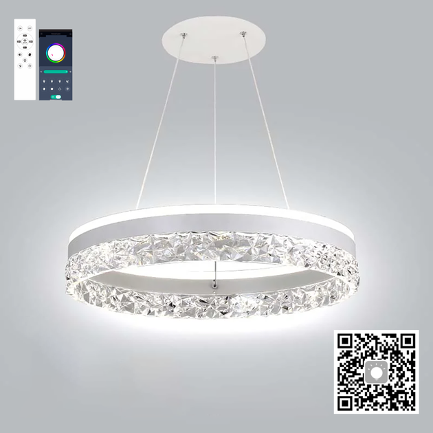 Управляемая светодиодная СМАРТ люстра ESLLSE STELLA ICE 80W R 500x1200мм Белая - изображение 7