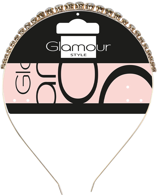 Металевий обідок для волосся Glamour з круглими кристалами Золотий (5902704171947) - зображення 1