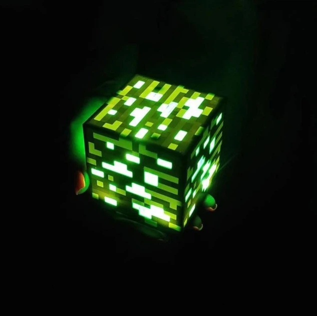 Куб Мйнкрафт LED на акумуляторі Cube Minecraft Смарагдова руда - изображение 4