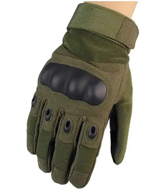 Универсальные тактические полнопалые перчатки с защитой косточек на флисе оливковые 800100-L - изображение 2