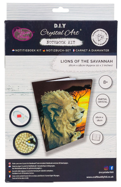 Zestaw do haftu diamentowego Craft Buddy Notebook Lions of the Savannah 26 x 18 cm (5055865493073) - obraz 1