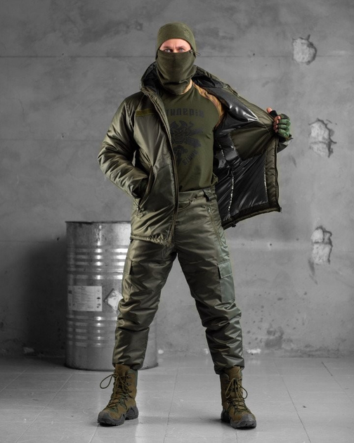 Тактический зимний теплый военный комплект SnowStorm ( Куртка + Штаны ), Камуфляж: Олива, Размер: S - изображение 1