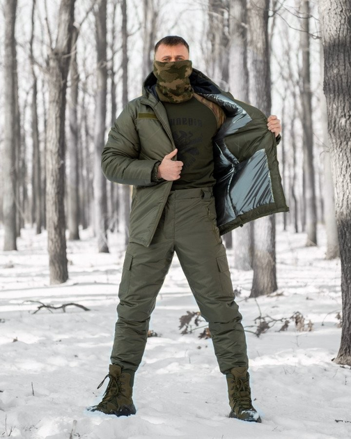 Тактичний зимовий теплий військовий комплект StormSnow ( Куртка + Штани ), Камуфляж: Олива, Розмір: XL - зображення 1