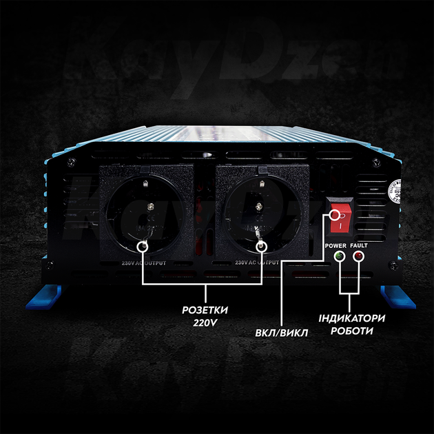 Перетворювач напруги MaxTech HN-2000-12 2000 ват інвертор 2000W з правильною синусоїдою чистий синус для котла Реальні 2 кВт Італія - зображення 7