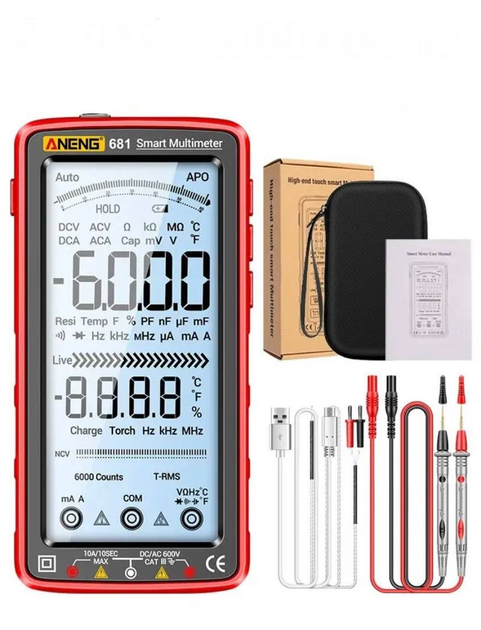 Автоматический цифровой мультиметр ANENG 681, красный (76147069) – фото ...