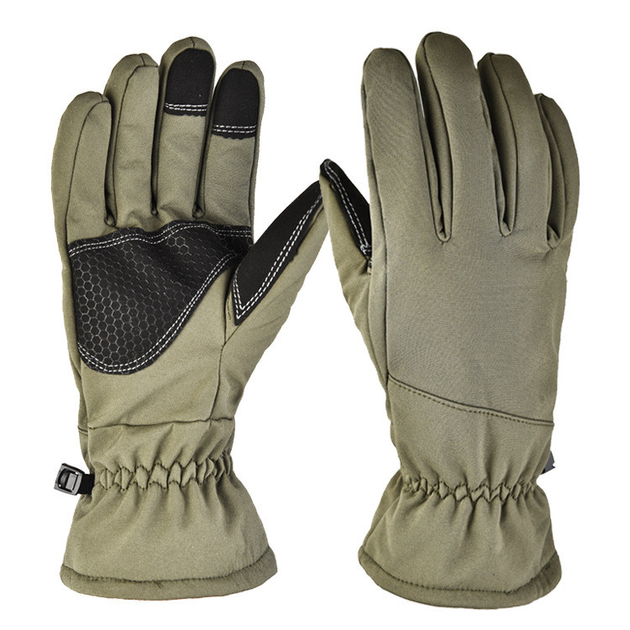Водовідштовхувальні захисні вітрозахисні Softshell на флісі зимові рукавички Олива 9002-XL - зображення 1